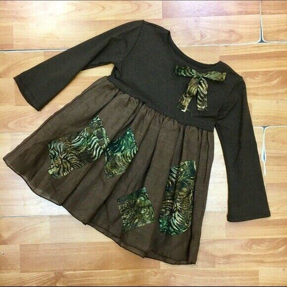 Owl's & Bat's Girls Top Size 4 5 Brown Green Tunic Boho NEW - Picture 2 of 4